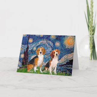 Beagle Pair - Starry Night Card