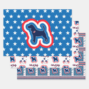 Beagle Patriotic Red White And Blue 4th July Wrapping Paper Sheets
