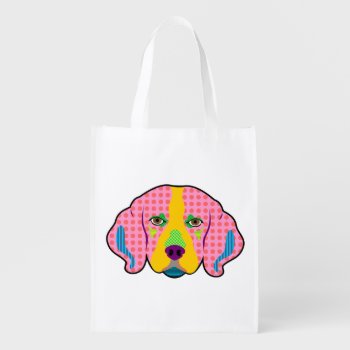 Beagle Pattern Pop Art Reusable Grocery Bag by funnydog at Zazzle