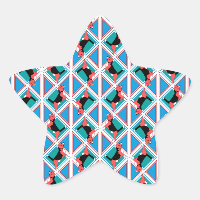 Beagle Pattern Quattrodog Star Sticker (Front)