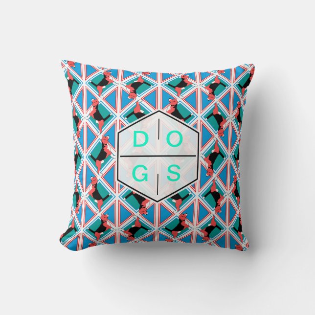 Beagle pattern throw pillow (Front)