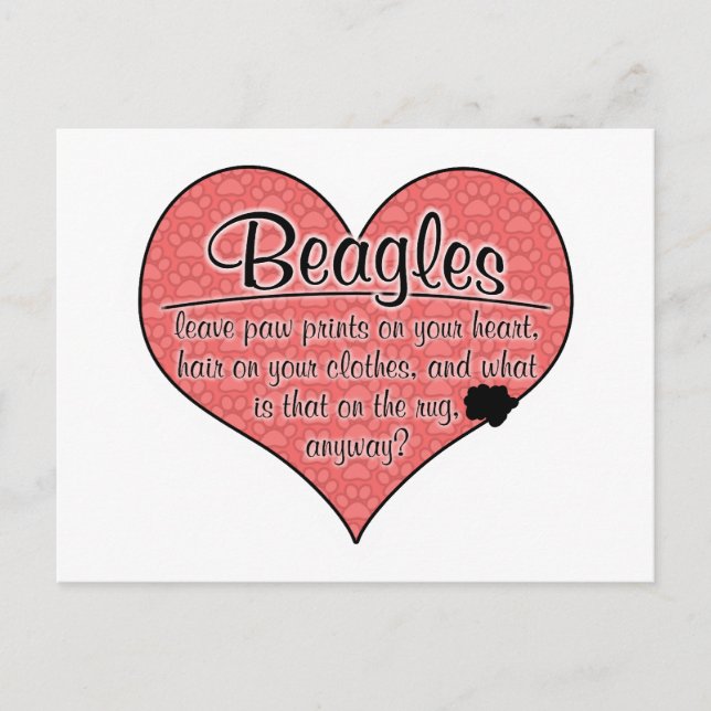 Beagle Paw Prints Dog Humor Postcard (Front)