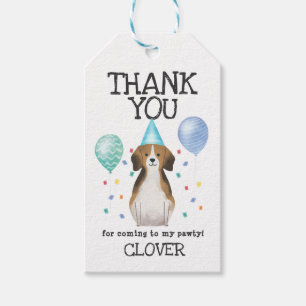 Beagle Pawty Dog Birthday Thank You Favor Gift Tag