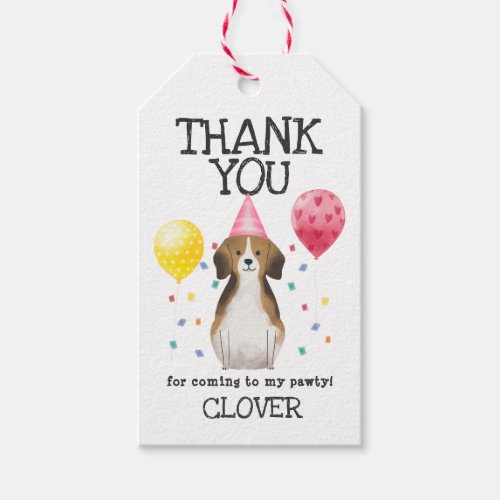 Beagle Pawty Dog Birthday Thank You Favor Gift Tag
