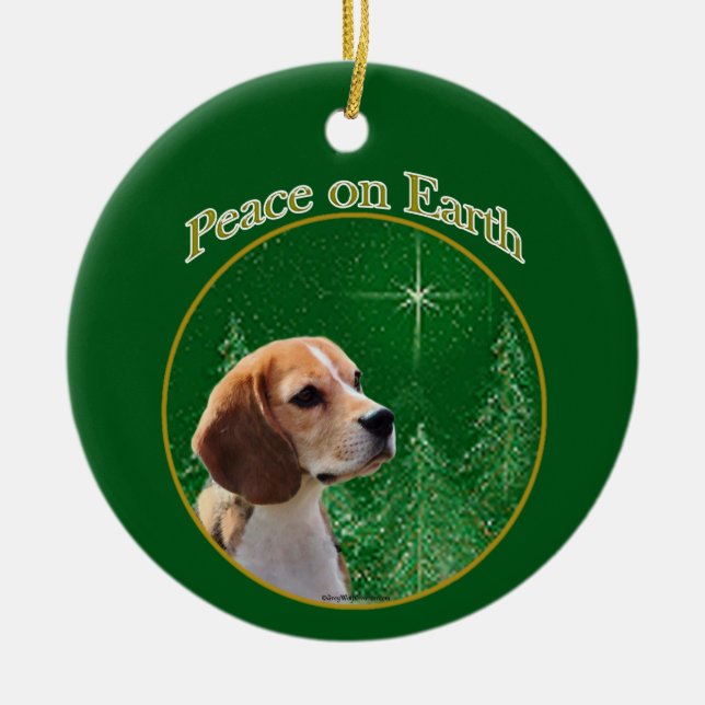 Beagle Peace Ceramic Ornament (Front)