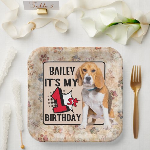 Beagle Personalized 1st birthday party Paper Plates