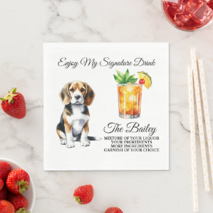 Beagle Personalized Signature Drink Wedding Napkins