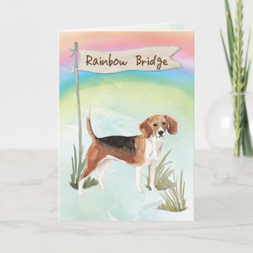 Beagle Pet Sympathy Over Rainbow Bridge Card