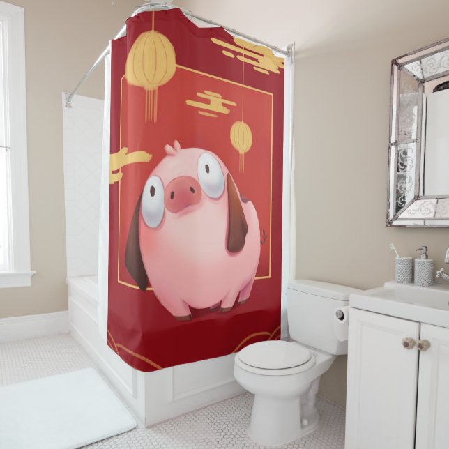 Beagle Pig_Pig Lover Shower Curtain (In Situ)