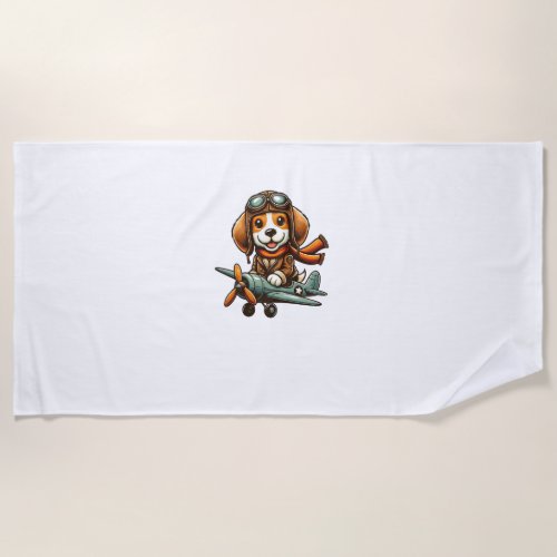 Beagle Pilot Dog Funny Aviator Beach Towel