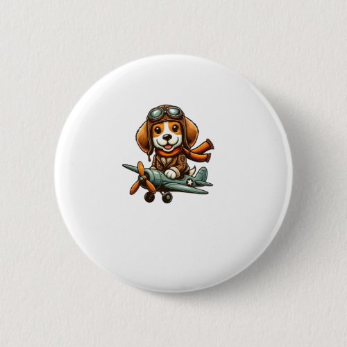 Beagle Pilot Dog Funny Aviator Button