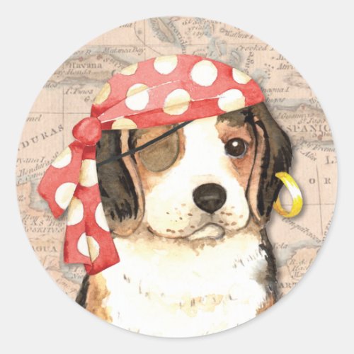 Beagle Pirate Classic Round Sticker