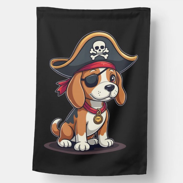 Beagle Pirate Costume Jolly Roger Flag Skull Cross (Front)