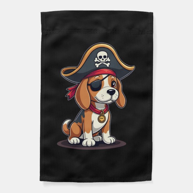 Beagle Pirate Costume Jolly Roger Flag Skull Cross (Front)