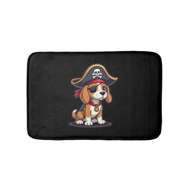 Beagle Pirate Costume Jolly Roger Flag Skull Cross Bath Mat (Front)