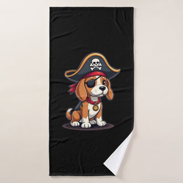 Beagle Pirate Costume Jolly Roger Flag Skull Cross Bath Towel (Bath Towel)