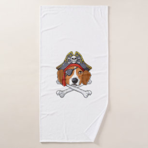Beagle Pirate Costume Jolly Roger Flag Skull Cross Bath Towel