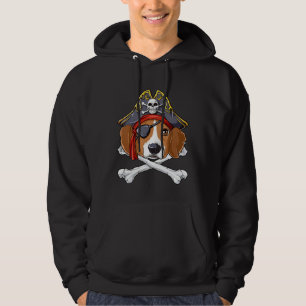Beagle Pirate Costume Jolly Roger Flag Skull Cross Hoodie