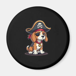 Beagle Pirate Costume Jolly Roger Flag Skull Cross Magnet