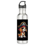 Beagle Pirate Costume Jolly Roger Flag Skull Cross Stainless Steel Water Bottle
