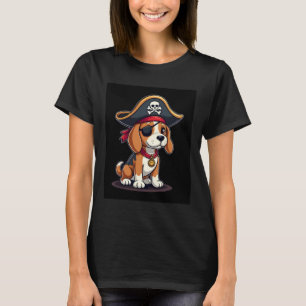 Beagle Pirate Costume Jolly Roger Flag Skull Cross T-Shirt