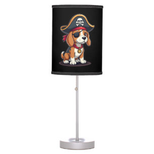 Beagle Pirate Costume Jolly Roger Flag Skull Cross Table Lamp