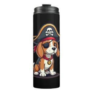 Beagle Pirate Costume Jolly Roger Flag Skull Cross Thermal Tumbler