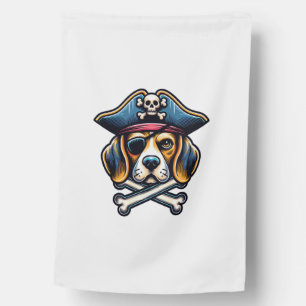 Beagle Pirate Costume Skull Crossbones Dog Lovers House Flag