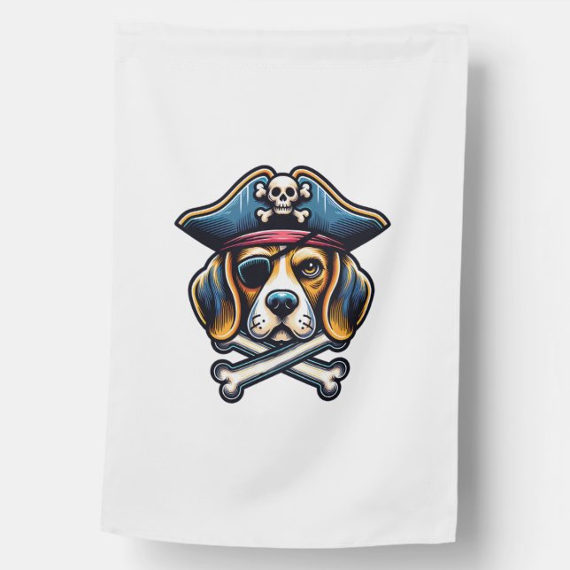 Beagle Pirate Costume Skull Crossbones Dog Lovers  House Flag (Front)