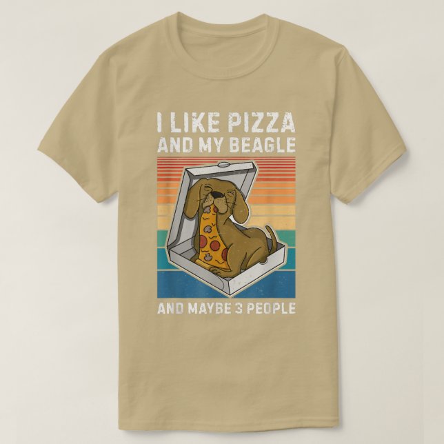 Beagle Pizza Walk Dog Owner Lover Puppy157  T-Shirt (Design Front)