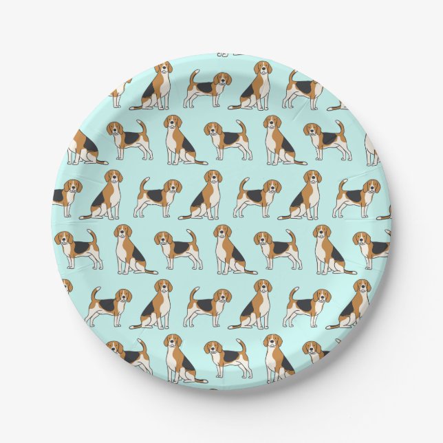 Beagle Plates- PICK YOUR COLOR! Paper Plates (Front)