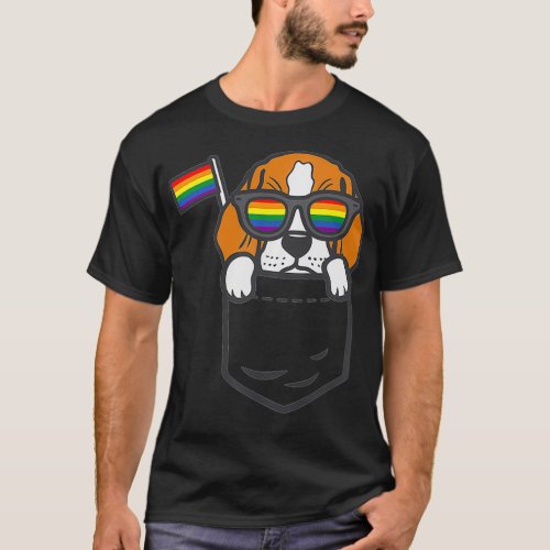 Beagle Pocket Dog LGBTQ Rainbow Flag Gay Pride All T_Shirt