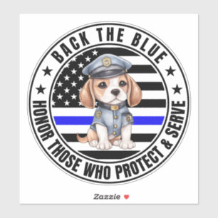 Beagle Police Back The Blue Sticker