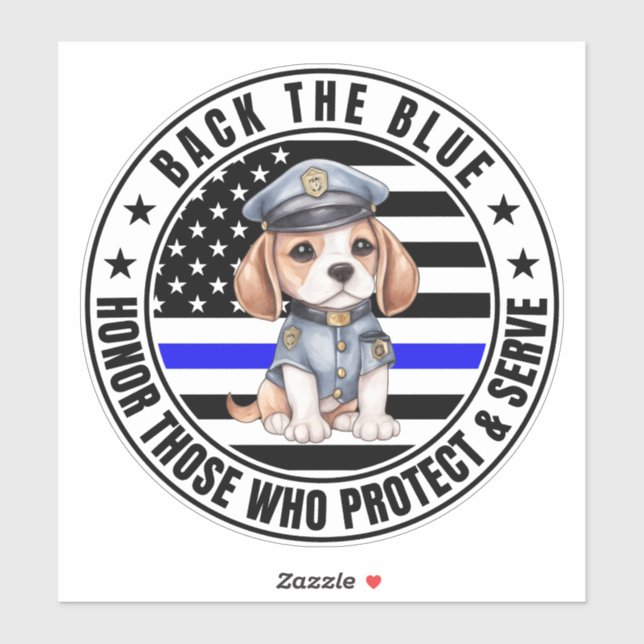 Beagle Police Back The Blue Sticker (Sheet)