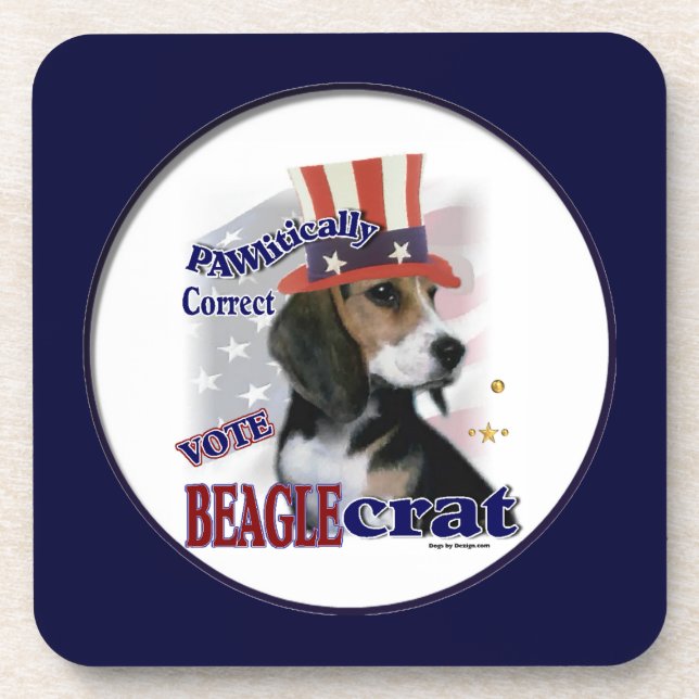 Beagle Political Humor Coaster (Front)