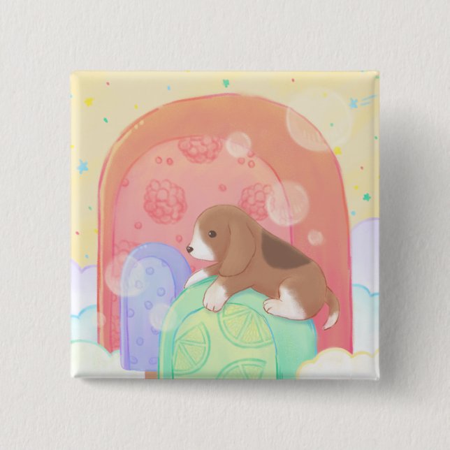 Beagle & Popsicles Button (Front)