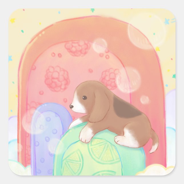 Beagle & Popsicles Square Sticker (Front)