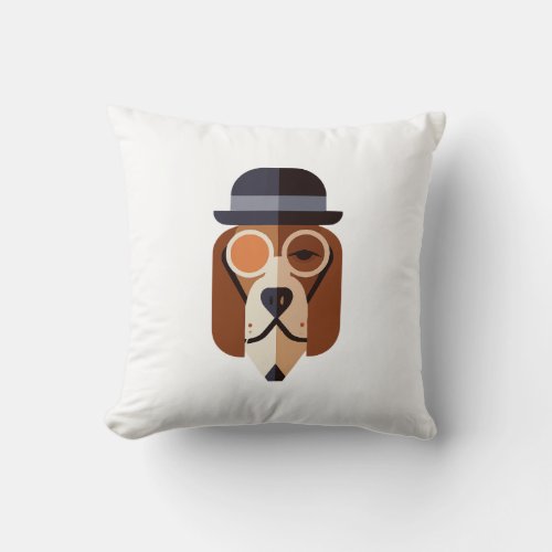 Beagle Portrait Art Deco Dog Owner Retro Funny  Throw Pillow