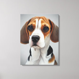 Beagle Portrait Gouache Fine Art Canvas Print