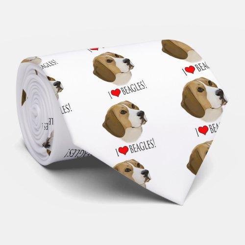 Beagle Portrait I Love Beagles Tie