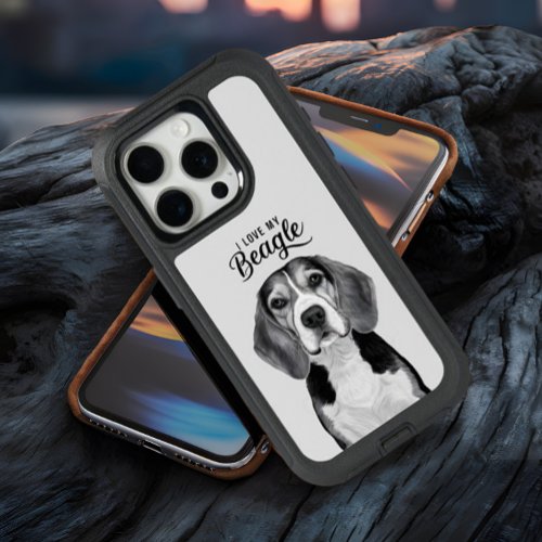 Beagle Portrait in Black and White iPhone 15 Pro Case