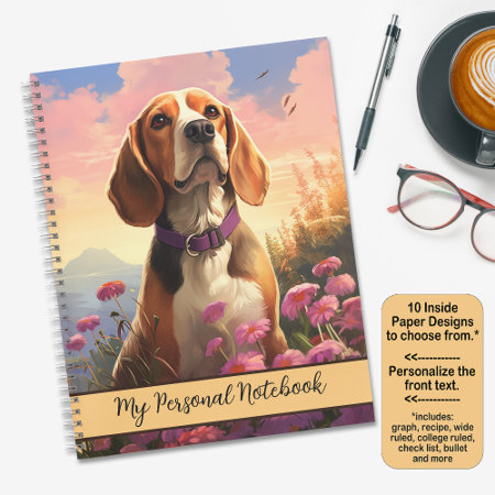 Beagle Portrait In Nature Notebook