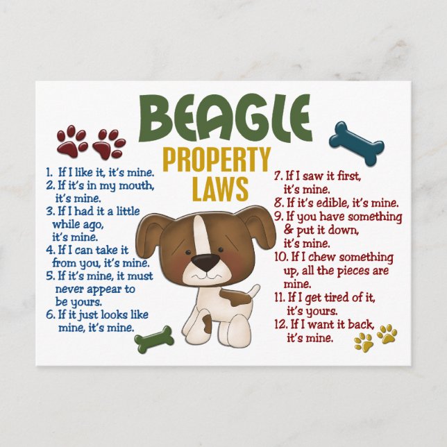 Beagle Property Laws 4 Postcard (Front)