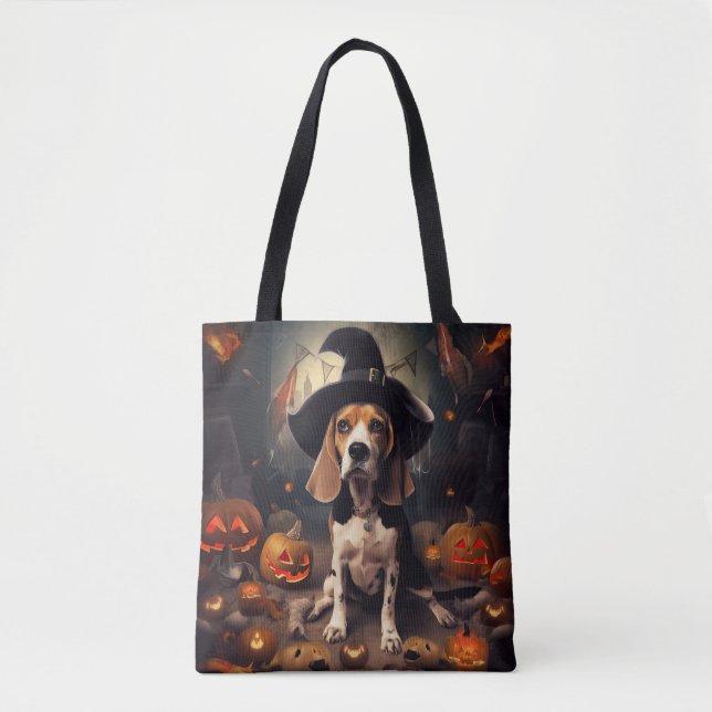 Beagle Pumpkins Halloween Scary Tote Bag (Front)