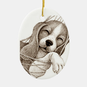 **BEAGLE PUP IN HAMMOCK*** CHRISTMAS ORNAMENT
