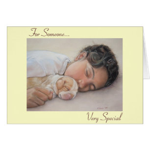 beagle puppy and child portrait someone special cards