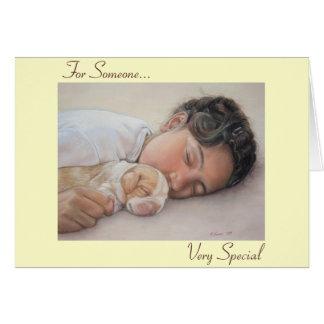 beagle puppy and child portrait someone special cards