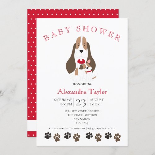 Beagle Puppy And Mom Baby Shower Personalized Invitation