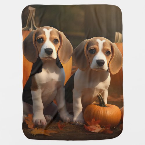 Beagle Puppy Autumn Delight Pumpkin  Baby Blanket