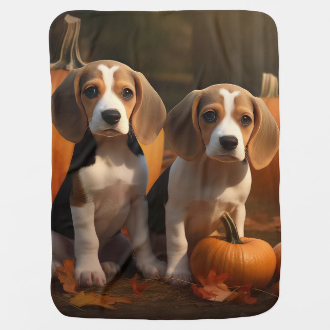 Beagle Puppy Autumn Delight Pumpkin  Baby Blanket (Front)